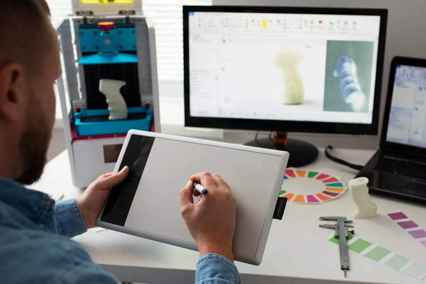 Lebensstil eines Designers, der einen 3D-Drucker verwendet